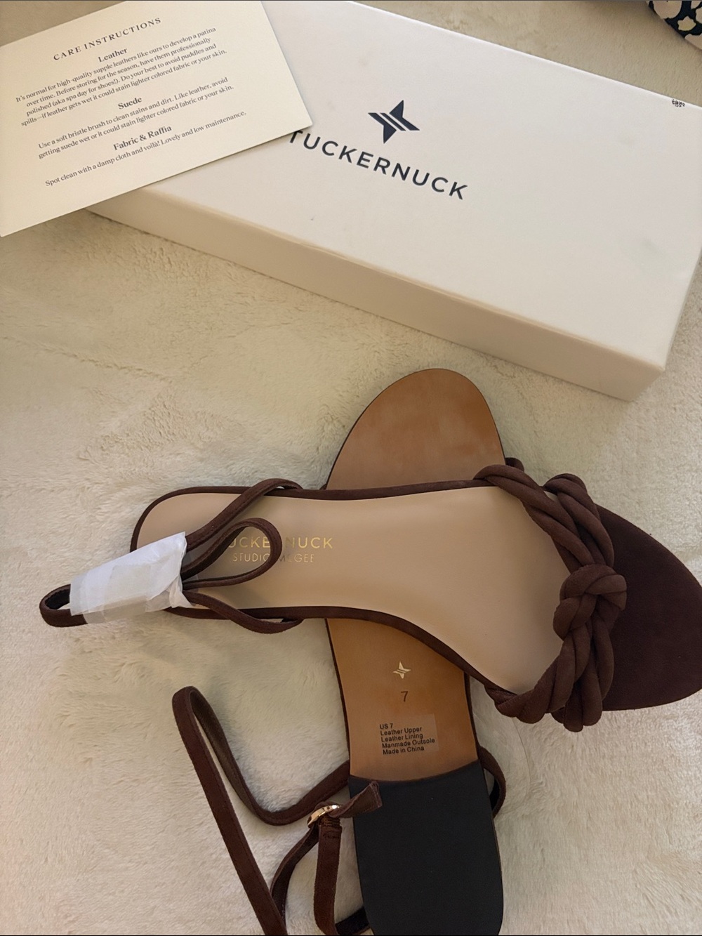 Tuckernuck Brown Braided Ankle-Tie Sandals with Black Heel